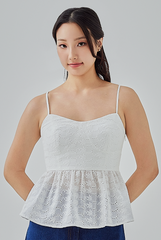 Aelin Embroidered Peplum Top in White