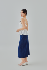Aelin Embroidered Peplum Top in White