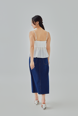 Aelin Embroidered Peplum Top in White