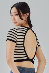 Yasmine Open Back Knit Top in Oat