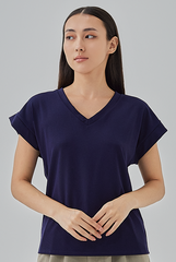 Meara Short Kimono Sleeves Top in Navy Blue