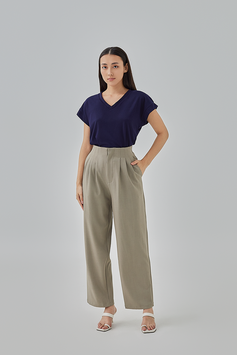 Meara Short Kimono Sleeves Top in Navy Blue