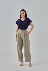 Meara Short Kimono Sleeves Top in Navy Blue
