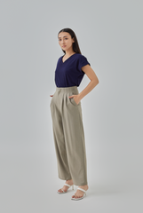 Meara Short Kimono Sleeves Top in Navy Blue