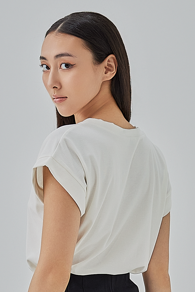 Meara Short Kimono Sleeves Top in White