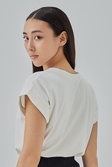 Meara Short Kimono Sleeves Top in White