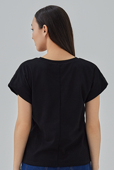 Lauren Short Kimono Sleeves T-Shirt in Black