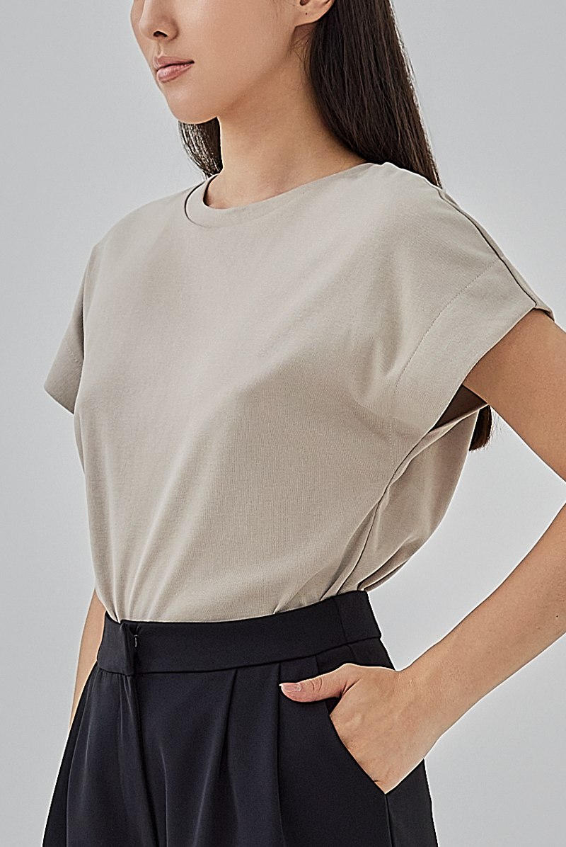 Lauren Short Kimono Sleeves T-Shirt in Taupe