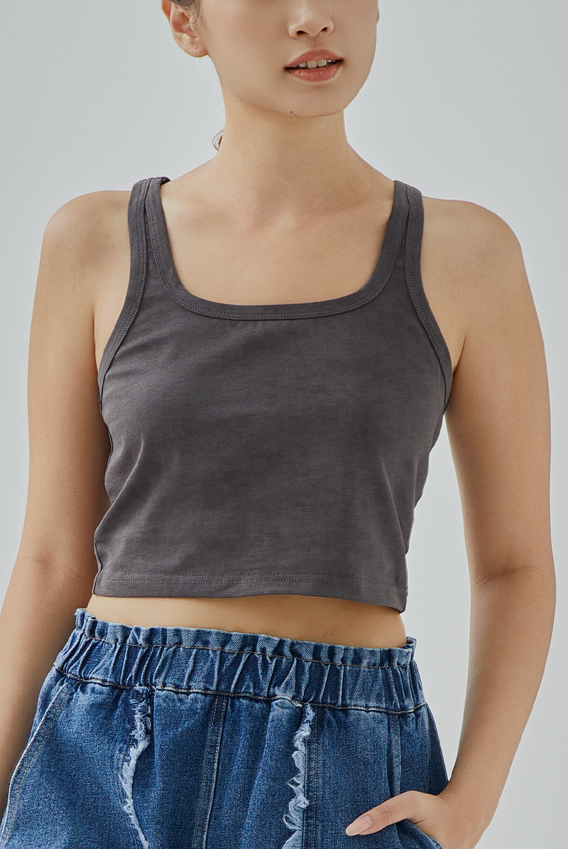 Ezra Smudge Washed Crop Tank Top