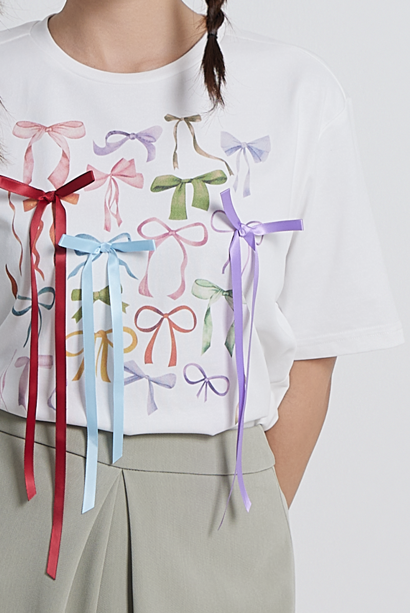 Calista Colourful Ribbons T-Shirt in White
