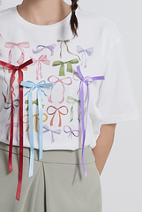 Calista Colourful Ribbons T-Shirt in White