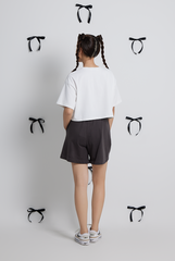 Bowie Ribbon Cropped T-Shirt in White