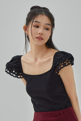 Julianna Eyelet Cap Sleeve Top
