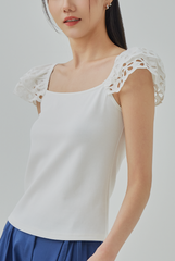 Julianna Eyelet Cap Sleeve Top