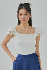 Julianna Eyelet Cap Sleeve Top