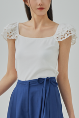 Julianna Eyelet Cap Sleeve Top