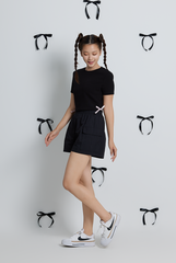 Amalie Side Ribbons Baby Tee in Black