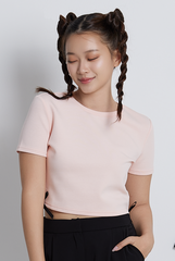 Amalie Side Ribbons Baby Tee in Pink