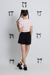 Amalie Side Ribbons Baby Tee in Pink
