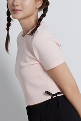 Amalie Side Ribbons Baby Tee in Pink