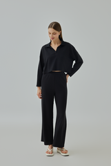 Nila Johnny V Collar Waffle Knit Top