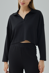 Nila Johnny V Collar Waffle Knit Top
