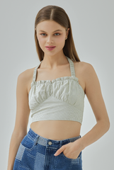 Kaylia Gingham Ruched Halter Crop Top