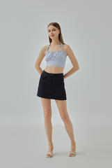 Kaylia Gingham Ruched Halter Crop Top