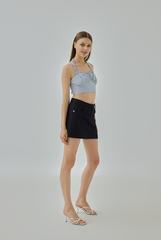 Kaylia Gingham Ruched Halter Crop Top