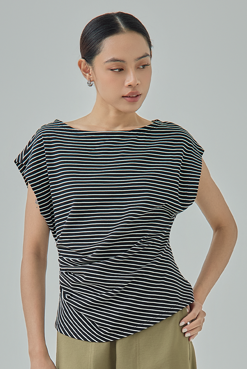 Milena Striped Cap Sleeve Top