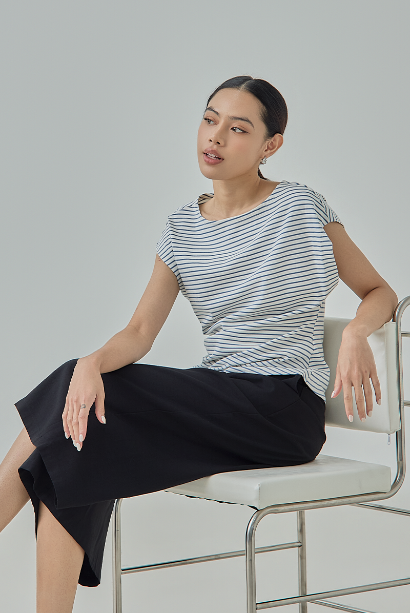 Milena Striped Cap Sleeve Top
