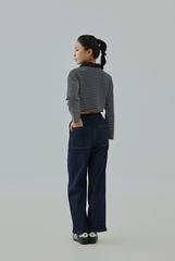 Carlie Striped Long Sleeves Polo Tee