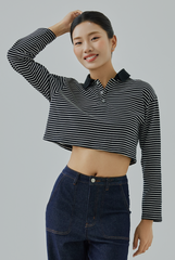 Carlie Striped Long Sleeves Polo Tee