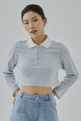 Carlie Striped Long Sleeves Polo Tee