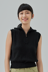 Taffy Quarter Zip Collar Top
