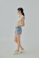 Taffy Quarter Zip Collar Top