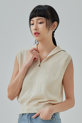Taffy Quarter Zip Collar Top