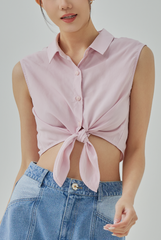 Alodie Front Tie Sleeveless Shirt