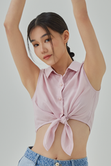 Alodie Front Tie Sleeveless Shirt