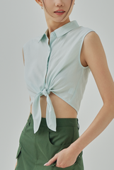 Alodie Front Tie Sleeveless Shirt