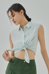 Alodie Front Tie Sleeveless Shirt