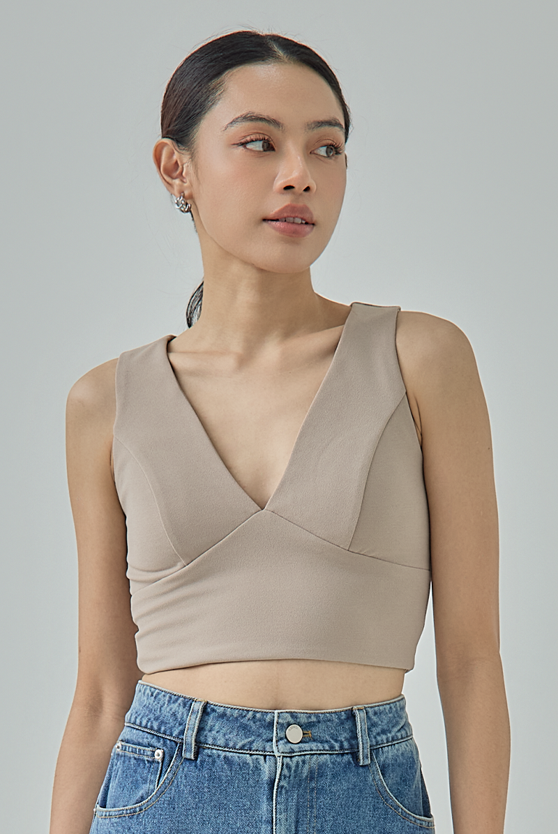 Bae Padded V-Neck Crop Top