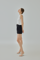 Frey Ruched Front Vest Crop Top in White