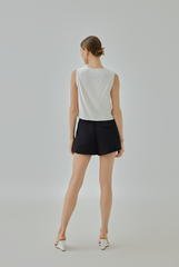 Frey Ruched Front Vest Crop Top in White