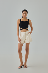 Hazelle Cross-Strap Knit Crop Top