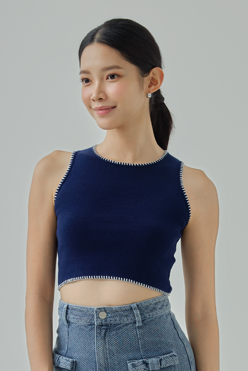 Liz Contrast Knit Tank Top