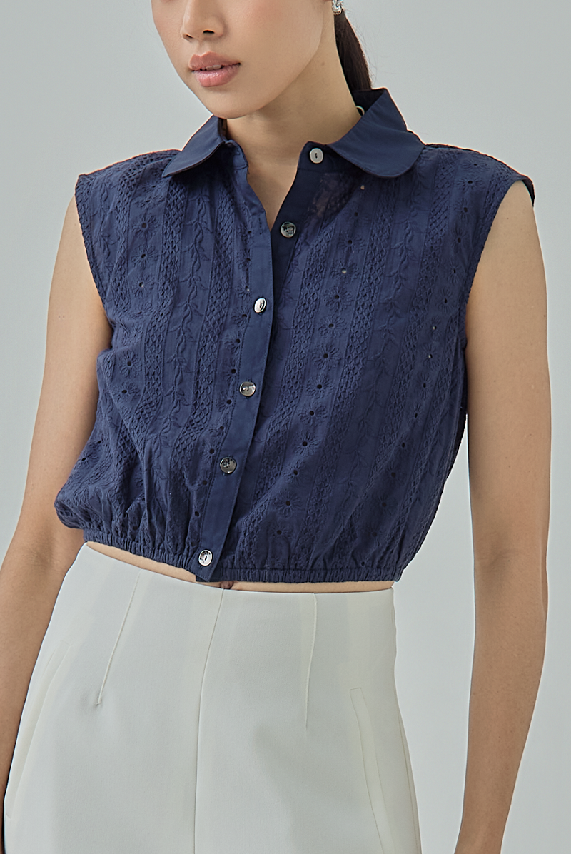 Elisa Eyelet Crop Blouse