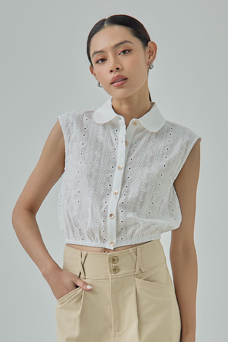 Elisa Eyelet Crop Blouse