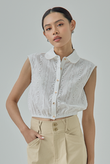 Elisa Eyelet Crop Blouse