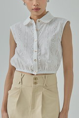 Elisa Eyelet Crop Blouse